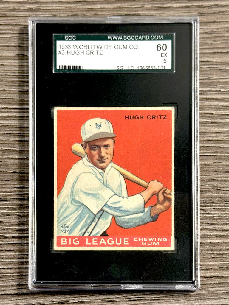 1933 World Wide Gum #3 Hugh Critz (Giants) - SGC 5