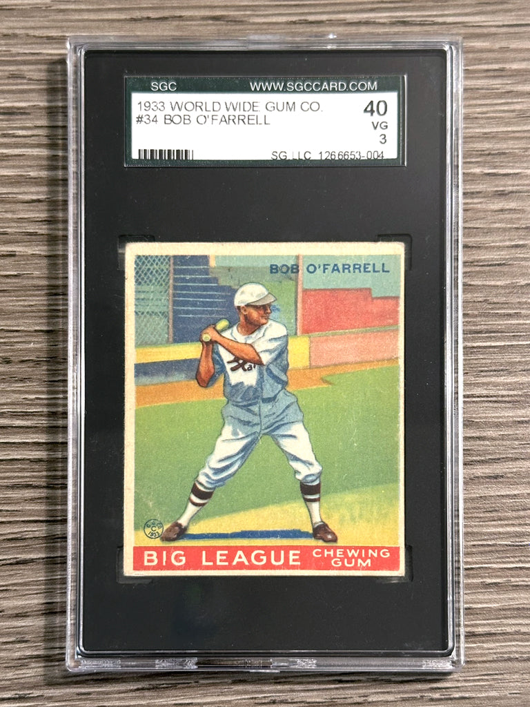 1933 World Wide Gum #34 Bob O'Farrell (Cardinals) - SGC 3