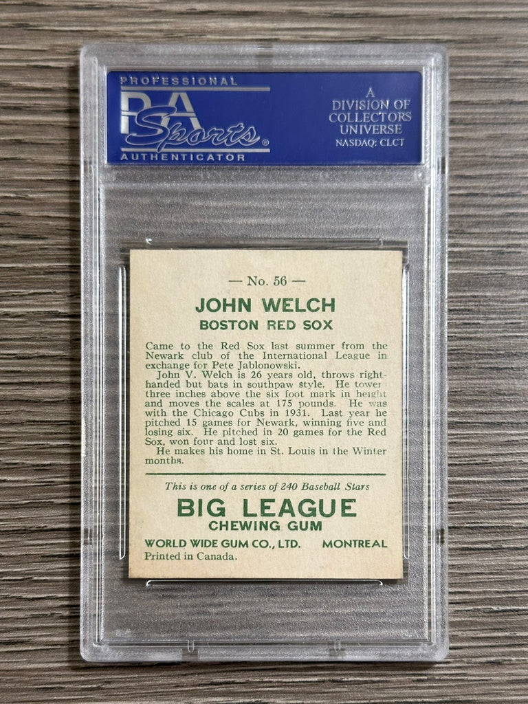 1933 World Wide Gum #56 John Welch (Red Sox) - PSA 5