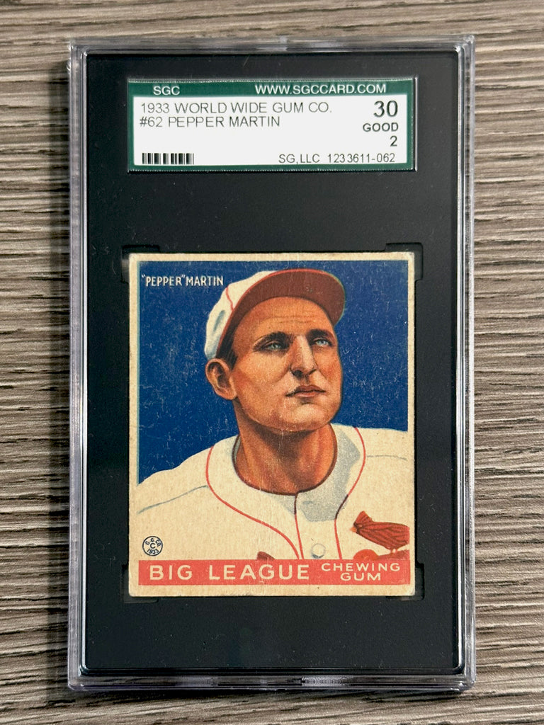 1933 World Wide Gum #62 Pepper Martin (Cardinals) - SGC 2
