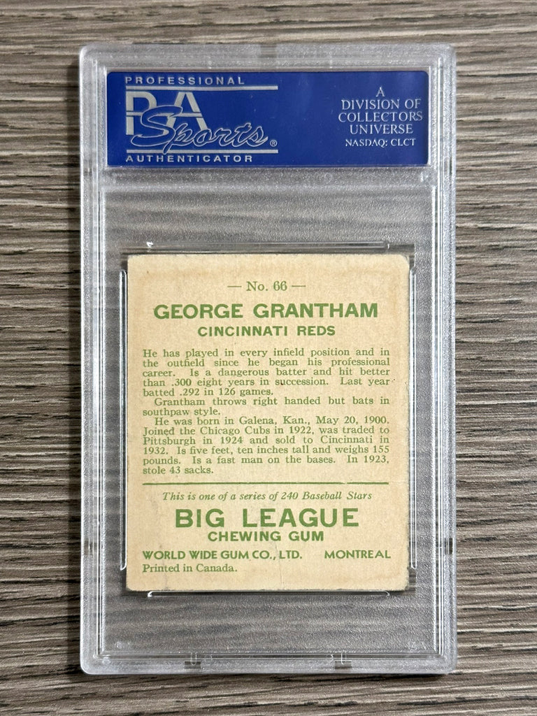 1933 World Wide Gum #66 George Grantham (Reds) - PSA 3