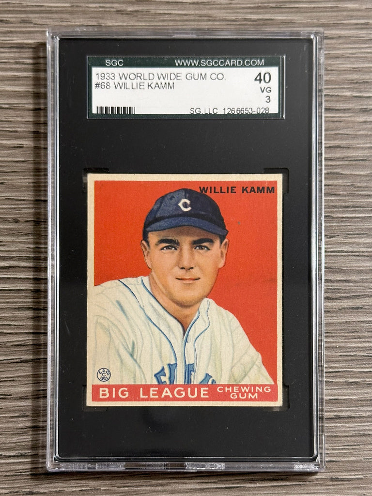 1933 World Wide Gum #68 Willie Kamm (Indians) - SGC 3