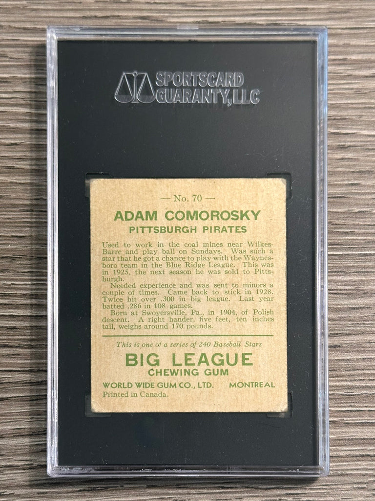 1933 World Wide Gum #70 Adam Comorosky (Pirates) - SGC 3