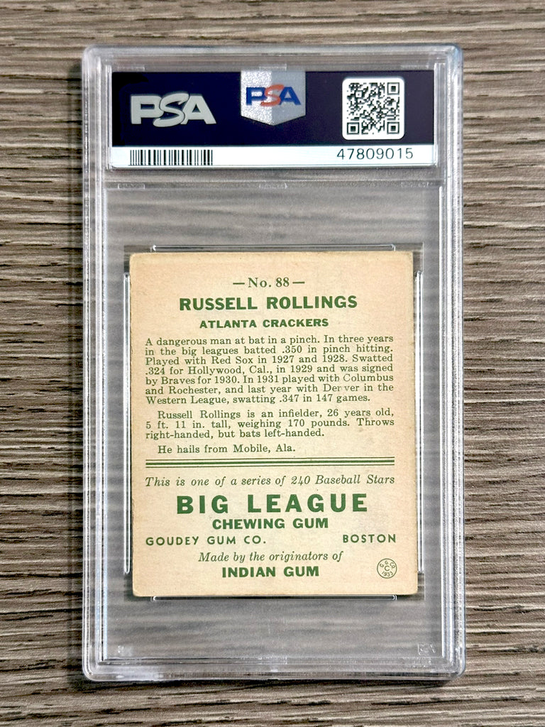 1933 Goudey #88 Russell Rollings (Crackers) - PSA 3
