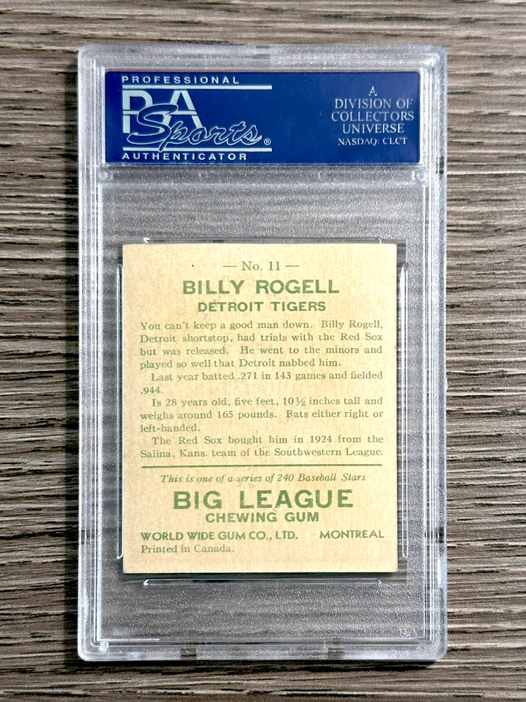 1933 World Wide Gum #11 Billy Rogell (Tigers) - PSA 6