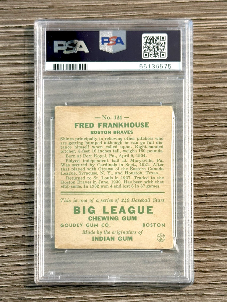 1933 Goudey #131 Fred Frankhouse (Braves) - PSA 2.5
