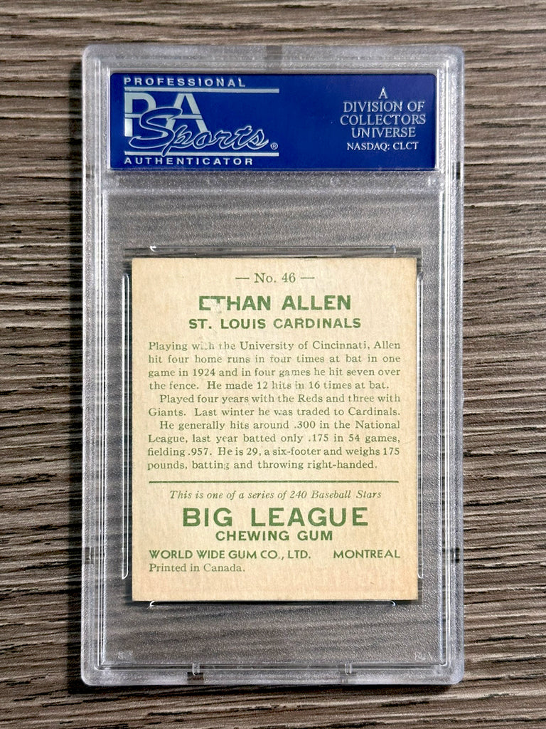 1933 World Wide Gum #46 Ethan Allen (Cardinals) - PSA 6