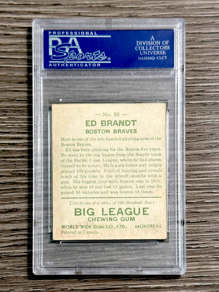 1933 World Wide Gum #50 Ed Brandt (Braves) - PSA 5