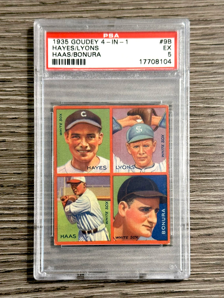 1935 Goudey #9B Hayes / Lyons / Haas / Bonura - PSA 5