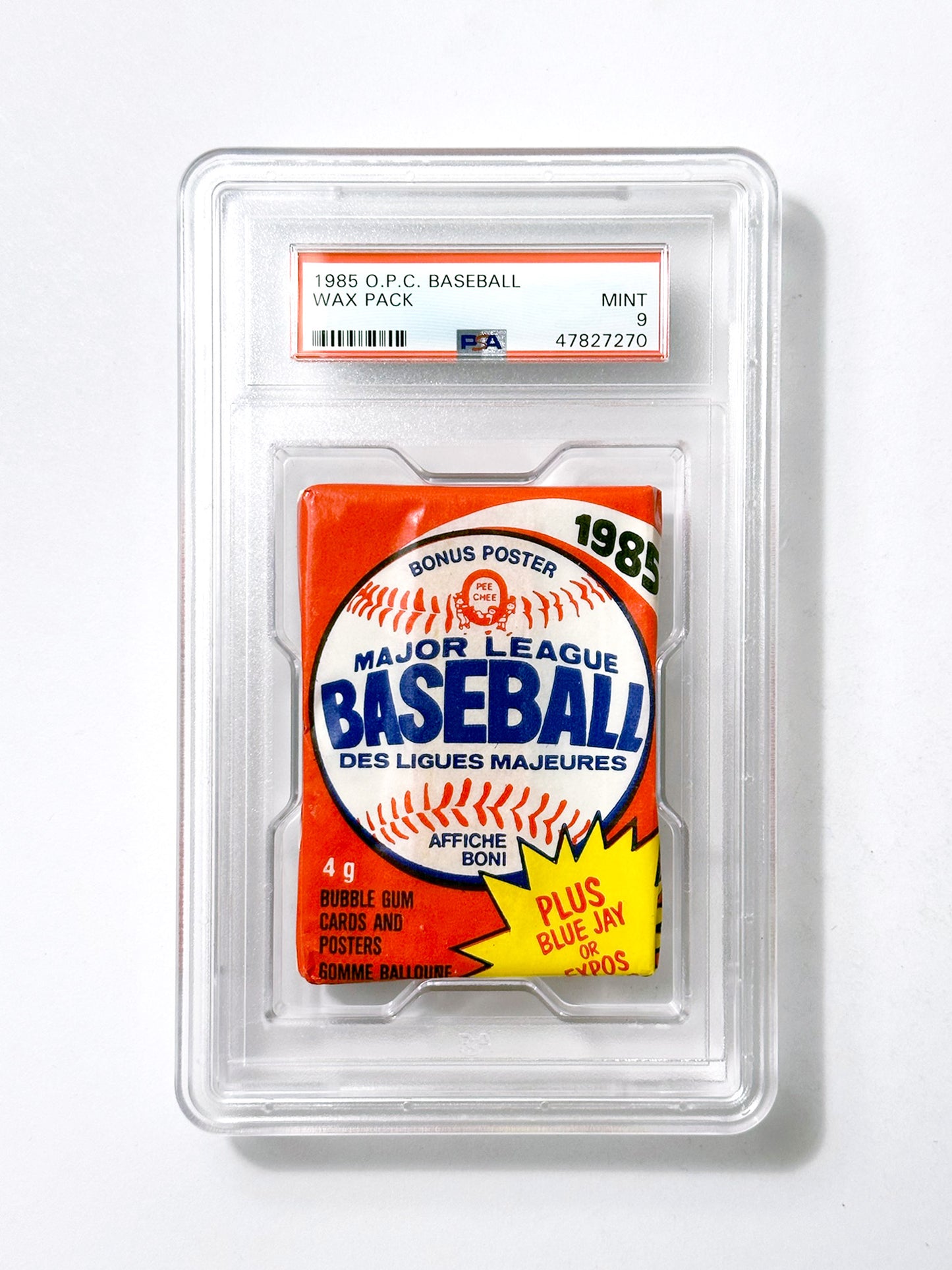 1985 O-Pee-Chee Baseball Wax Pack - PSA 9 (original style holder)