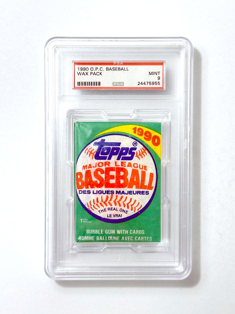 1990 O-Pee-Chee Baseball Wax Pack - PSA 9 (original style holder)