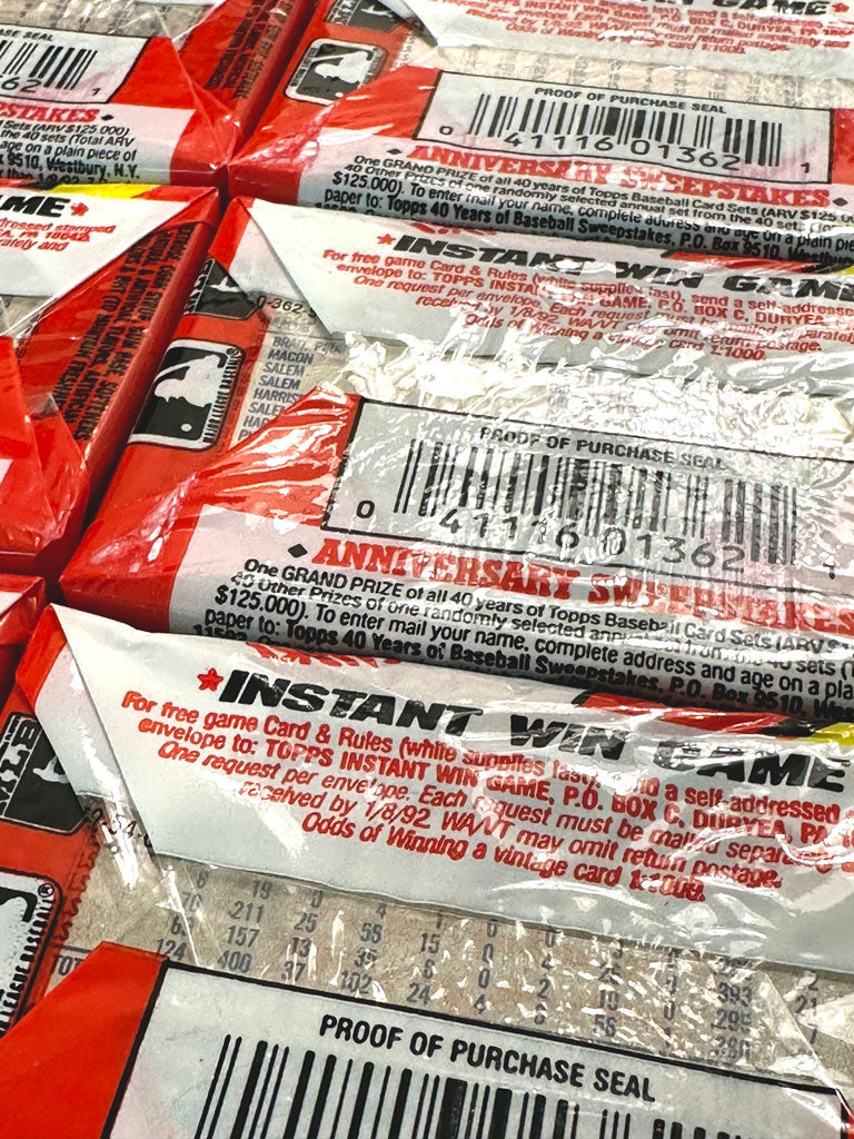 1991 Topps Baseball Wax Packs w/Alternate Cello Wrapper