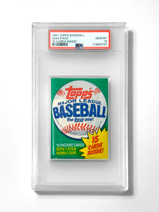 1981 Topps Baseball Wax Pack (15 Cards Inside Wrapper) - PSA 10