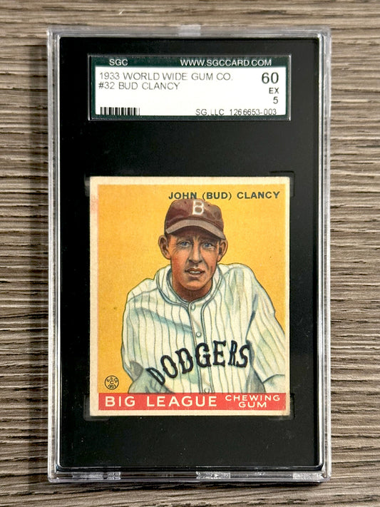 1933 World Wide Gum #32 Bud Clancy - SGC 5