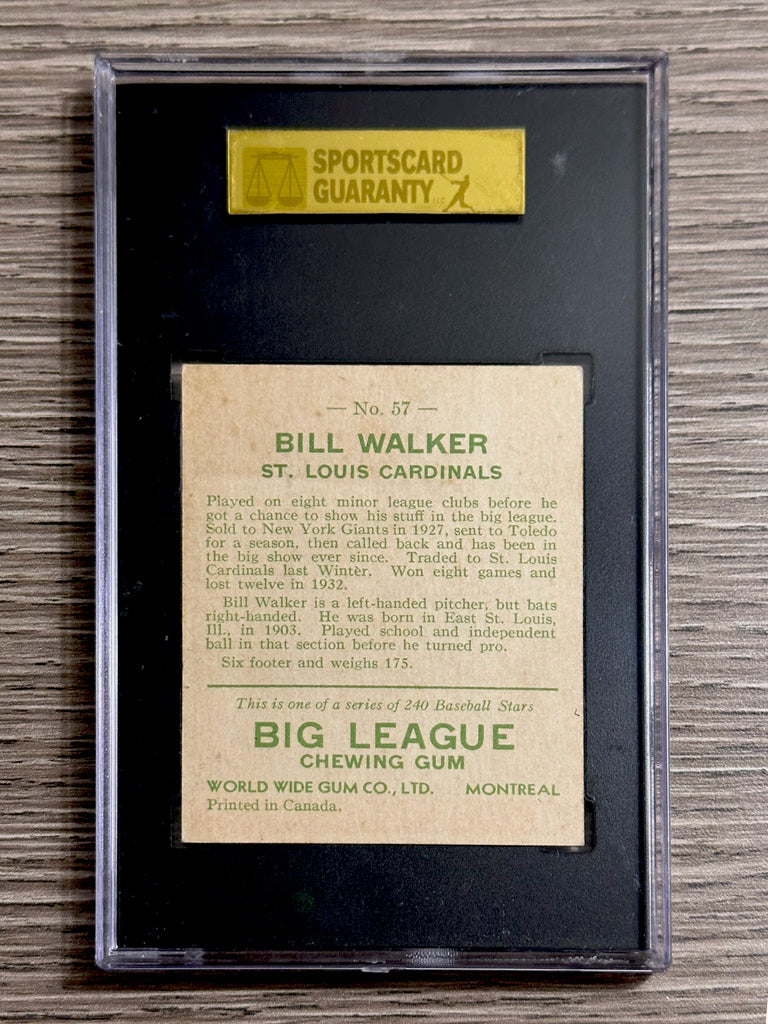 1933 World Wide Gum #57 Bill Walker - SGC 4