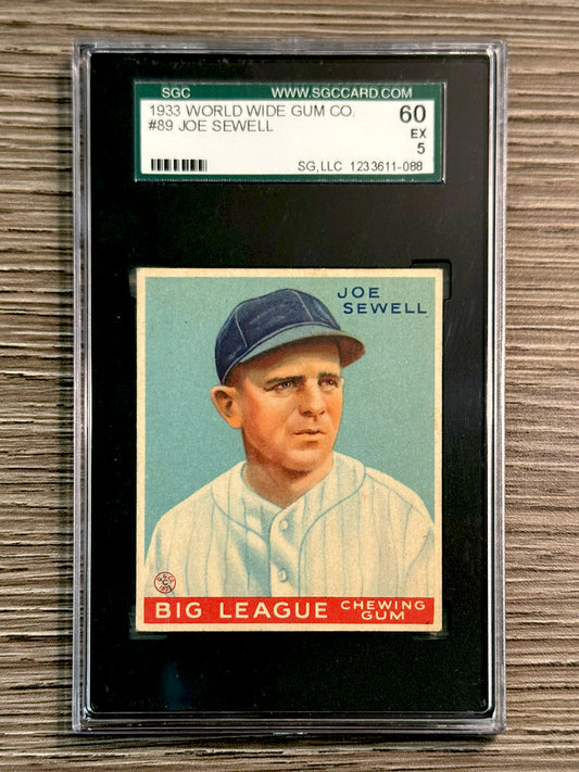 1933 World Wide Gum #89 Joe Sewell (Yankees) - SGC 5