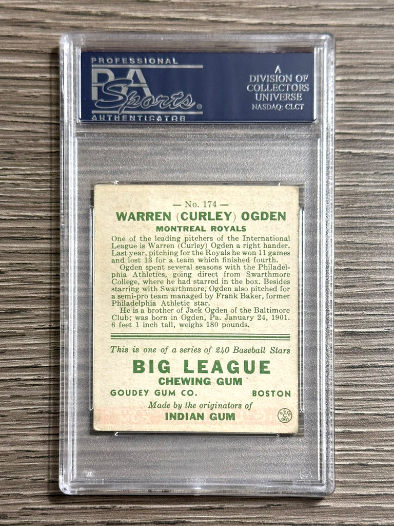 1933 Goudey #174 Curley Ogden (Royals) - PSA 4