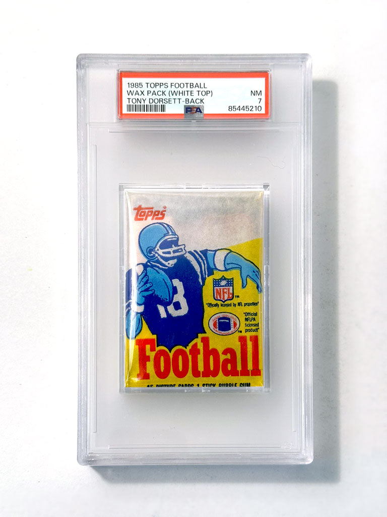 1985 Topps Football "White Top" Wax Pack (Dorsett on back) - PSA 7