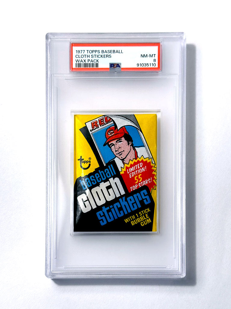 1977 Topps Baseball Cloth Stickers Wax Pack - PSA 8