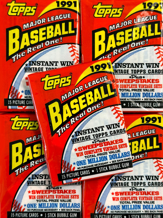 1991 Topps Baseball Wax Packs w/Alternate Cello Wrapper