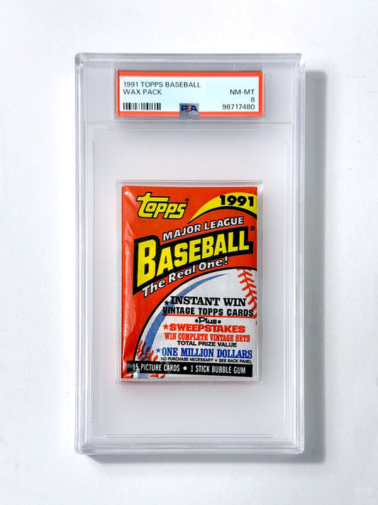 1991 Topps Baseball Wax Pack - PSA 8