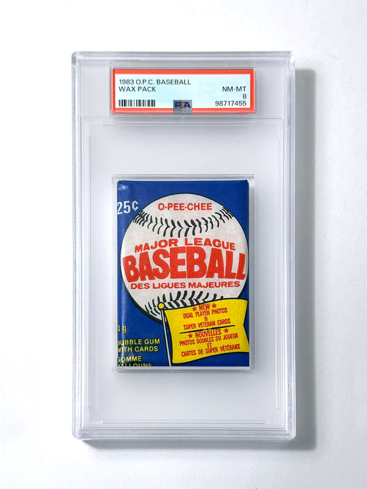 1983 O-Pee-Chee Baseball Wax Pack - PSA 8