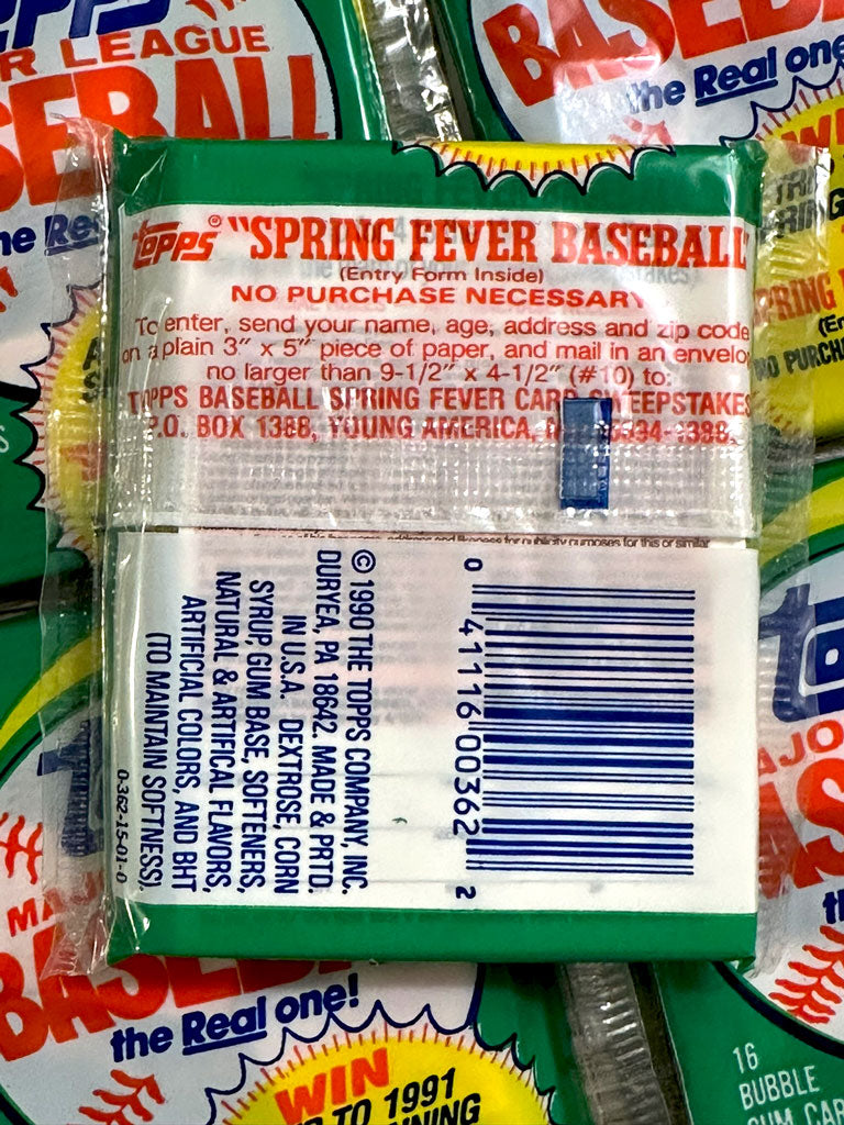 1990 Topps Baseball Wax Packs w/Alternate Cello Wrapper