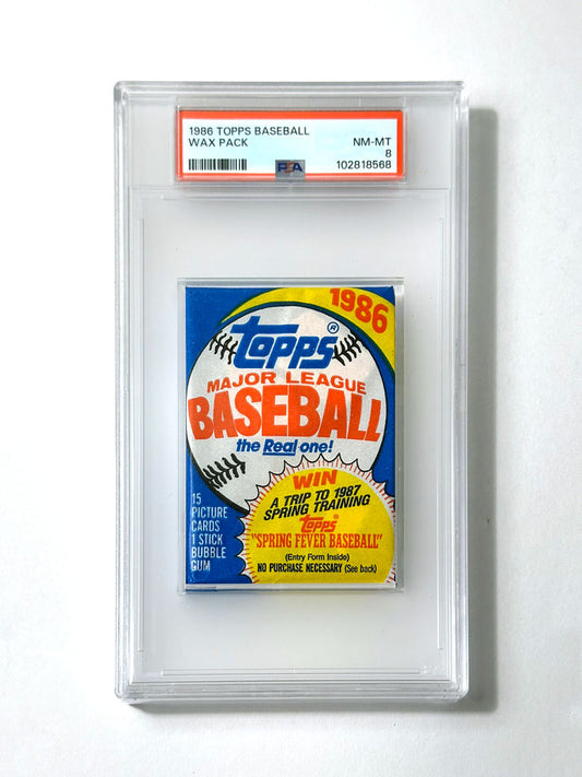 1986 Topps Baseball Wax Pack - PSA 8