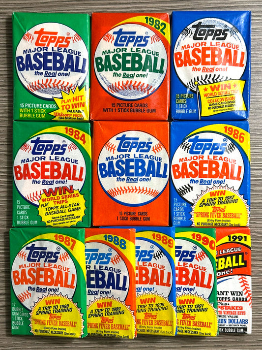 Topps Baseball Wax Pack Run - 1981 thru 1991