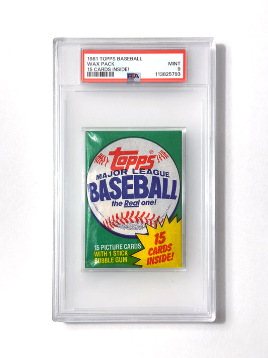 1981 Topps Baseball Wax Pack (15 Cards Inside Wrapper) - PSA 9