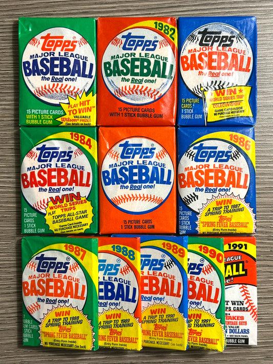 Topps Baseball Wax Pack Run - 1981 thru 1991