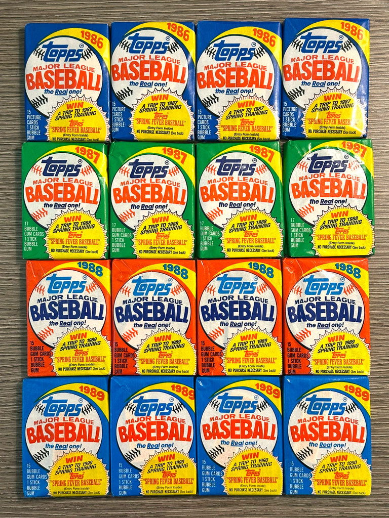 Topps Baseball Wax Pack Run - 1986 thru 1989 (4 each)